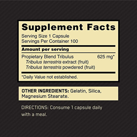 Optimum Nutrition Tribulus Terrestris 625mg 100 Caps