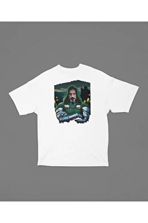 Doom Baskılı Unisex Tişört, Oversize Doctor Doomstay Marvel Karakter Tişört