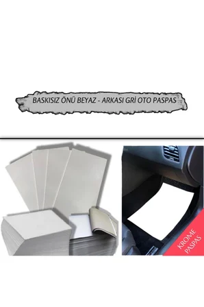 Baskısız Krome Karton Önü Beyaz Arkası Gri Oto Paspas 35x50 100 Adet (4,37 KG)