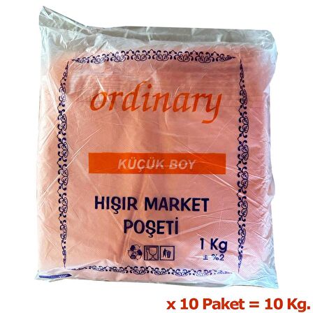 Ordinary Turuncu Market Poşeti Torbası - Hışır Atlet Poşet - Orta Boy - 26 x 50 Cm. - 10 Kg.