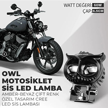 60w Özel Tasarım Owl Motosiklet Amber-beyaz Sis Lambası