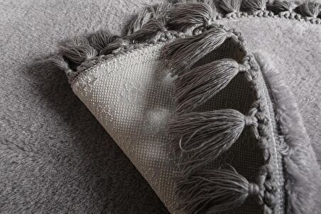 My Evilla Modern Dekoratif Kaymaz Taban Rabbit Oval Örgü Saçaklı