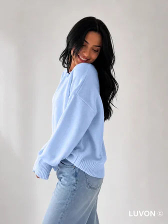 Mavi Bisiklet Yaka Oversize Triko Kadın Kazak