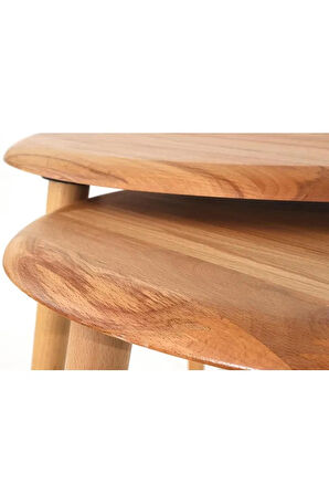 Fawdecor Asimetrik Masif Doğal Ahşap Orta Sehpa ve 2'li/3'lü Zigon Sehpa Set, Modern Masif Sehpa, Orta Sehpa ve 2'li Zigon Sehpa Set
