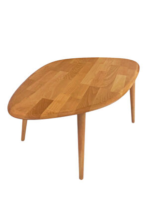 Fawdecor Masif %100 Doğal Ahşap Modern Oval Asimetrik Demonte Orta Sehpa