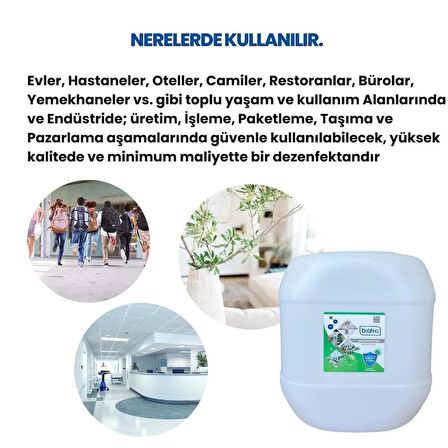 Bioxi® Ortam & Yer - Yüzey Dezenfektanı 30 LT /Hipokloröz asit (HOCl) bazlı (ALKOLSÜZ)