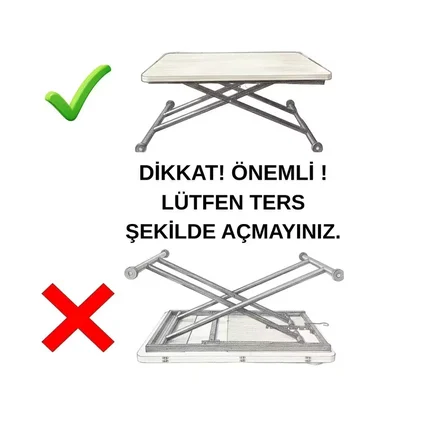 Çok amaçlı 3 kademe açılabilir MDF orta sehpa 