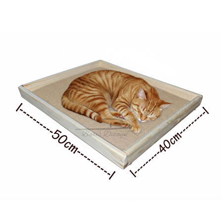 Barış Dizayn Doğal Ahşap Ortopedik Wellsoft Peluş Kedi Yatağı Yer Yatağı 40x50cm (2 renk)