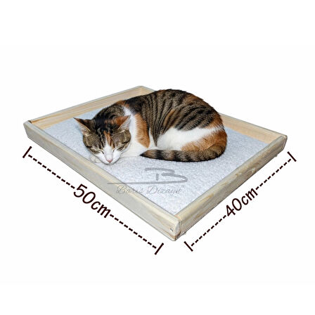 Barış Dizayn Doğal Ahşap Ortopedik Wellsoft Peluş Kedi Yatağı Yer Yatağı 40x50cm (2 renk)