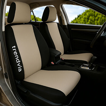 Bej Siyah Ortopedik Şerit Oto Kılıfı Takımı - Ön Arka Koltuklara Uygun