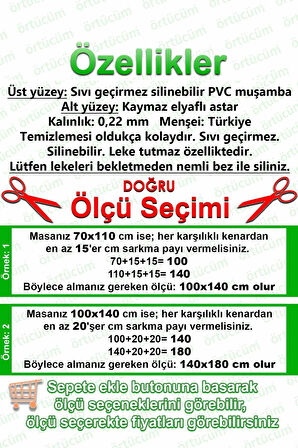 Yeşil Beyaz Pötikareli Pvc Muşamba Astarlı Masa Örtüsü Leke Tutmaz Silinebilir