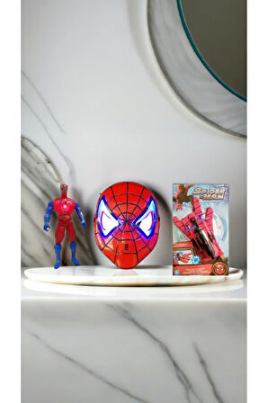 Büyük Set Işıklı Örümcek Adam Işıklı Maske Ağ Atan Eldiven Eğitici Oyuncaklar