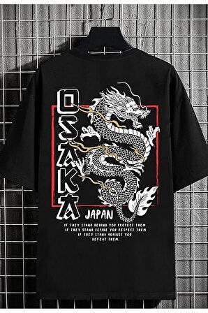 Unisex Osaka Japan Baskılı Oversize Tshirt