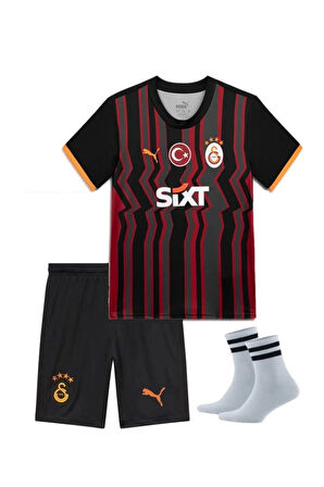 Yenteks Galatasaray Osimhen Siyah Deplasman Çocuk Forma Takımı 4'lü Set Çorap+Bileklik Hediyeli