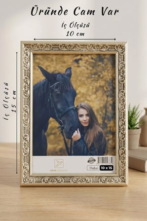 Osmanlı Motif Serisi 10x15 cm Fotoğraf Çerçevesi Camlı Ayaklı Dekoratif Masaüstü & Duvar Tipi Plastik Çerçeve