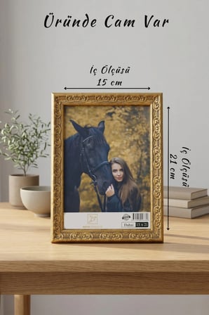 Osmanlı Motif Serisi 15x21 cm Fotoğraf Çerçevesi Camlı Ayaklı Dekoratif Masaüstü & Duvar Tipi Plastik Çerçeve