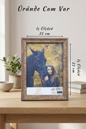Osmanlı Motif Serisi 15x21 cm Fotoğraf Çerçevesi Camlı Ayaklı Dekoratif Masaüstü & Duvar Tipi Plastik Çerçeve