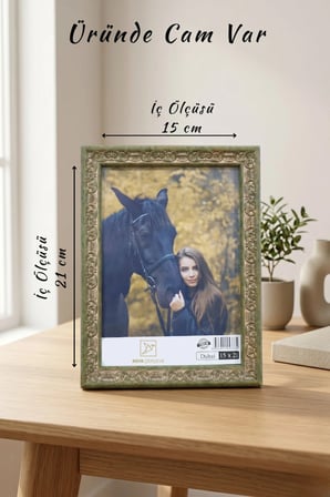 Osmanlı Motif Serisi 15x21 cm Fotoğraf Çerçevesi Camlı Ayaklı Dekoratif Masaüstü & Duvar Tipi Plastik Çerçeve