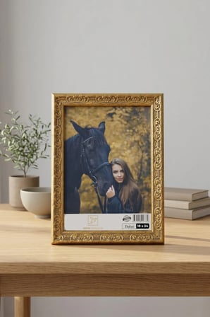 Osmanlı Motif Serisi 18x24 cm Fotoğraf Çerçevesi Camlı Ayaklı Dekoratif Masaüstü & Duvar Tipi Plastik Çerçeve