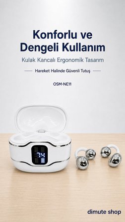 OSM-NE11 2 Çift Kablosuz Bluetooth 5.4 Kulaklık Klasik ve Kulak Kancalı