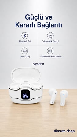OSM-NE11 2 Çift Kablosuz Bluetooth 5.4 Kulaklık Klasik ve Kulak Kancalı