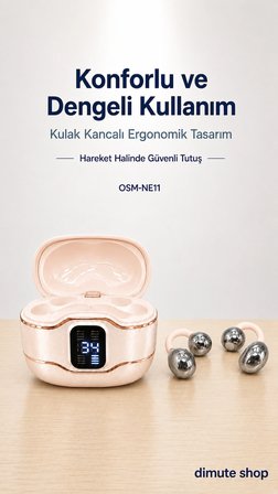 OSM-NE11 2 Çift Kablosuz Bluetooth 5.4 Kulaklık Klasik ve Kulak Kancalı