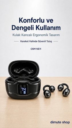 OSM-NE11 2 Çift Kablosuz Bluetooth 5.4 Kulaklık Klasik ve Kulak Kancalı