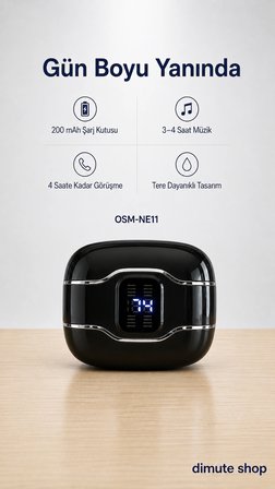 OSM-NE11 2 Çift Kablosuz Bluetooth 5.4 Kulaklık Klasik ve Kulak Kancalı