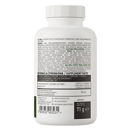 OstroVit PABA Folik asidin öncüsü 500 mg 120 caps