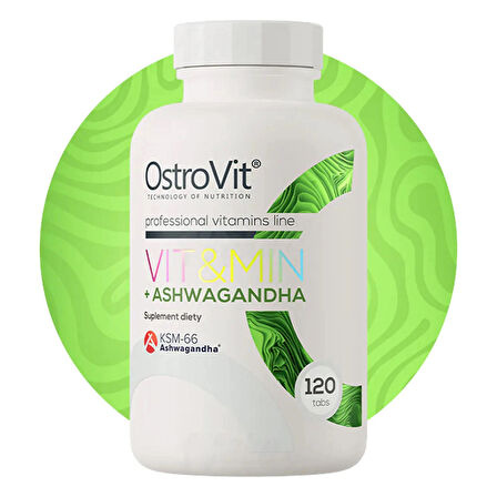 OstroVit VIT&MIN + Vitamin KSM66 Ashwagandha Vege 120 Capsules