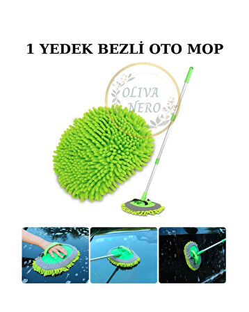  Çok Fonksiyonlu 2 In 1 Şönil Mikrofiber Araba Yıkama Paspas Temizleme Fırçası Teleskopik Uzun Saplı