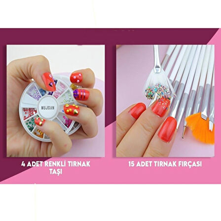 37 Parça Tırnak Süsleme Seti Nail Arts  Süsleme Taşları Profesyonel Set