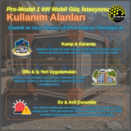OTW Pro-Model 1000W Mobil Güç İstasyonu | LiFePo4 Bataryalı Şebeke Şarjlı