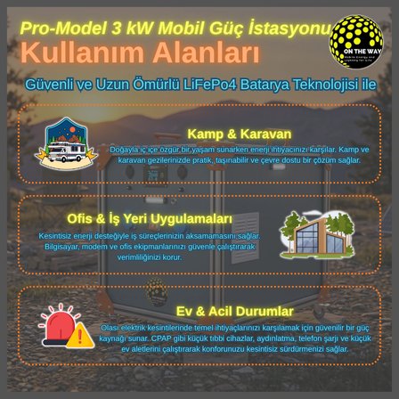 OTW Pro-Model 3000W Mobil Güç İstasyonu | LiFePo4 Bataryalı Şebeke Şarjlı