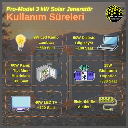 OTW Pro-Model 3000W Mobil Güç İstasyonu | LiFePo4 Bataryalı Solar Jeneratör