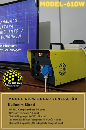 OTW 610W Taşınabilir Güç İstasyonu – Lifepo4 Bataryalı Solar Jeneratör