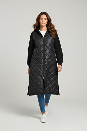 KADIN ÖNÜ FERMUARLI YANLARDAN CEPLİ KAPŞONLU KAPİTONE KAP