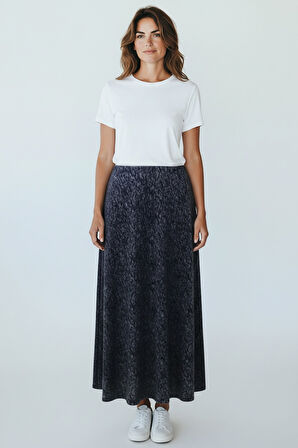 KADIN BELİ LASTİKLİ DESENLİ SEKİZ PARÇA BALIK ETEK