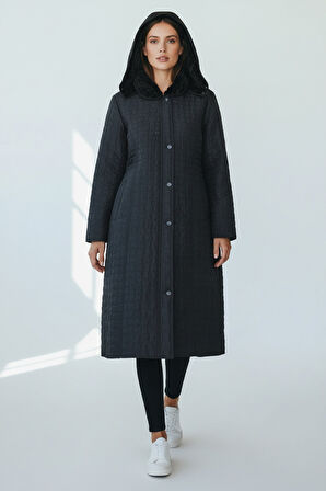 KADIN KAPŞONLU ÖNÜ PATLI ÇITÇITLI FERMUARLI KULPLU İÇİ TÜYLÜ KAPİTONE KAP