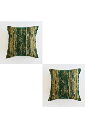 Etnik Desenli Dekoratif Yastık Kılıfı 2'li Çift Taraflı Şönil Dokuma Gizli Fermuarlı Kırlent Kılıfı