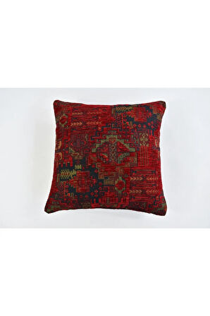 Kilim Desenli Dekoratif Yastık Kılıfı 4'lü Çift Taraflı Şönil Dokuma Gizli Fermuarlı Kırlent Kılıfı