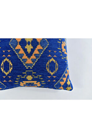 Kilim Desenli Dekoratif Yastık Kılıfı 4'lü Çift Taraflı Şönil Dokuma Gizli Fermuarlı Kırlent Kılıfı