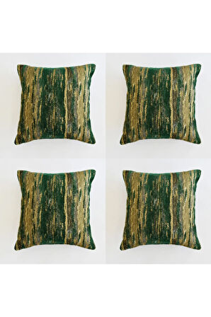 Etnik Desenli Dekoratif Yastık Kılıfı 4'lü Çift Taraflı Şönil Dokuma Gizli Fermuarlı Kırlent Kılıfı