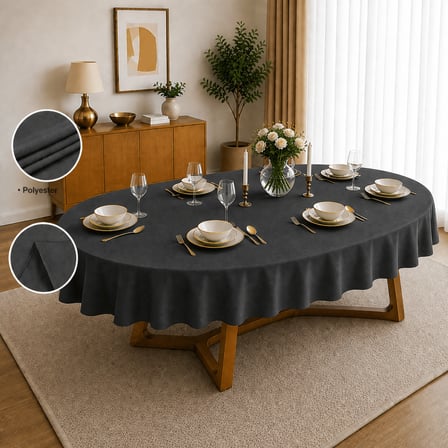 Valerium Kadife Dokulu Oval Masa Örtüsü 130 x 180