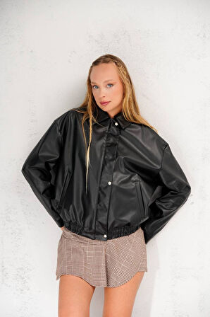 Oversize Siyah Deri Ceket - Trend Alarmı ????