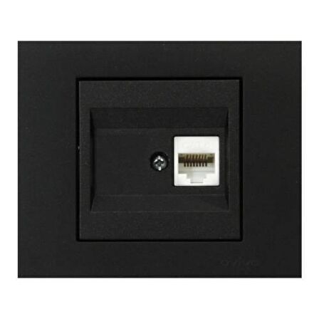 Ovivo Grano Metalik Siyah RJ45 CAT6 Tekli Data Prizi