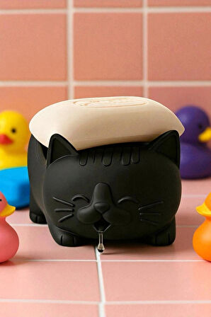 Tatlı Kedi Sabunluk Plastik Banyo Aksesuarı Dekoratif Sabunluk