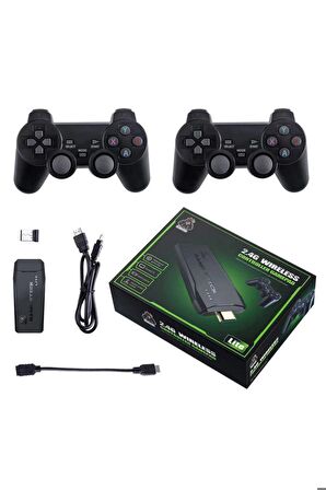 Wireless Game Stick Siyah 2.4g Nostaljik Çift Kablosuz Oyun Konsolu