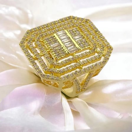 925 Ayar Gümüş Gold Büyük Baget Yüzük