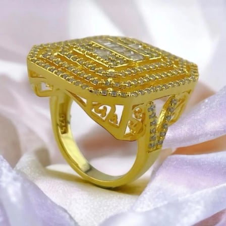 925 Ayar Gümüş Gold Büyük Baget Yüzük